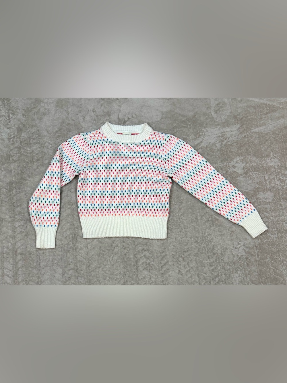 St. John’s Bay Rainbow Polka Dot Knit Crewneck Cottagecore Cozy Sweater Sz XS